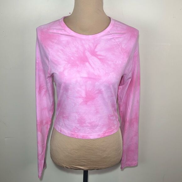 NWT Victoria’s Secret PINK cropped long sleeve t shirt size medium. Tie dye - Picture 1 of 9
